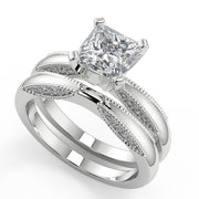 Khloe Milgrain 4 Prong Princess Cut Diamond Engagement Ring - Nivetta